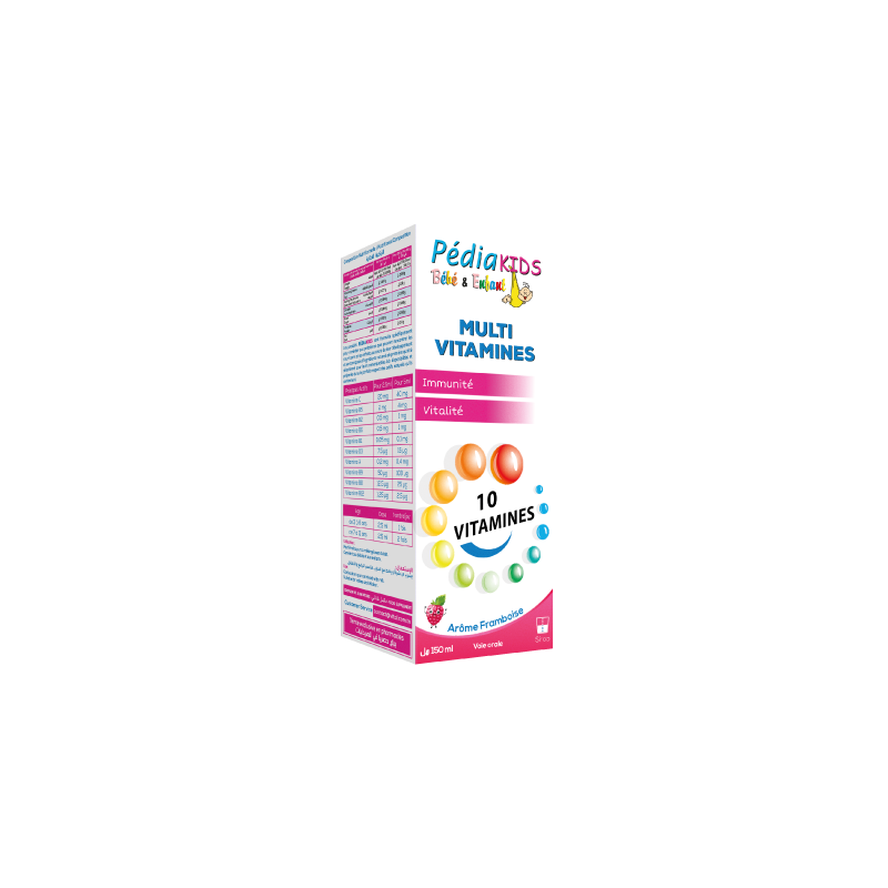 PEDIAKIDS MULTI VITAMINES FRAMBOISE SIROP 150 ML